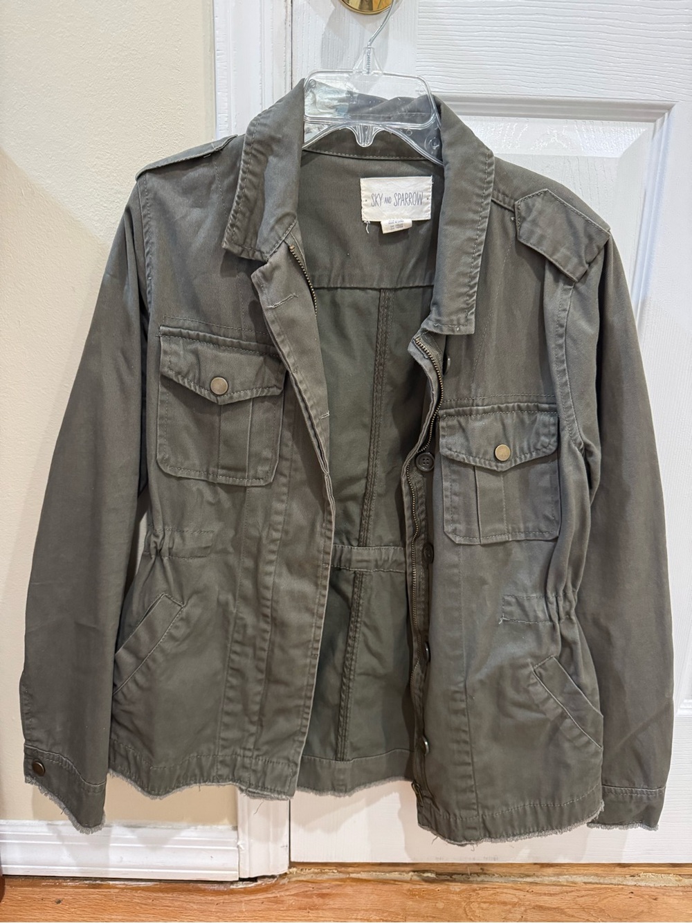 Sky and Sparrow Olive Utility Jacket with Button Flap Pockets
